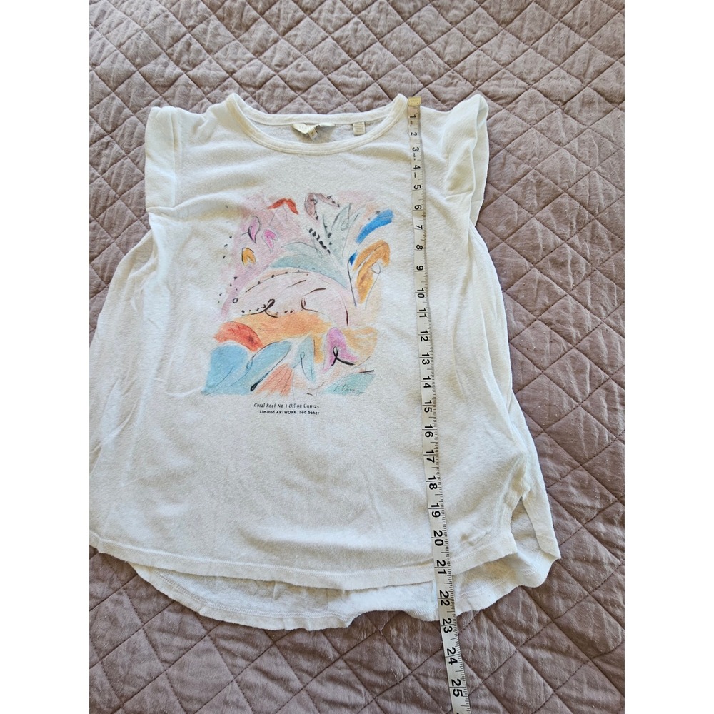 Ted Baker Coral Reef Art Work Linen Cotton Maximalist Boho Cottagecore Top sz 2 - Picture 4 of 7
